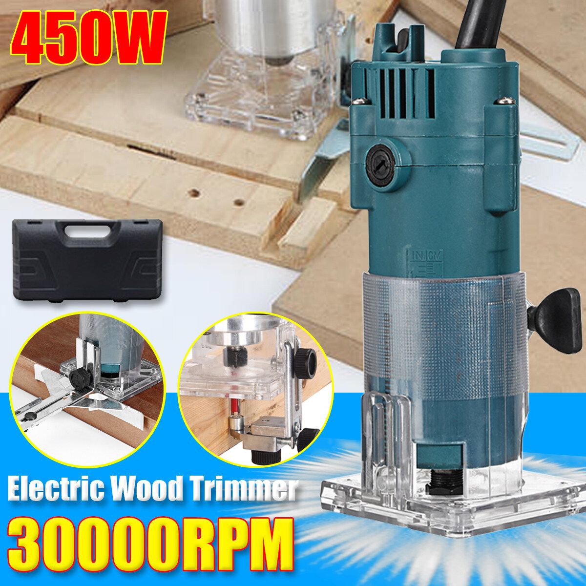 30000RPM Electric Woodworking Trimmer Tool Electric Wood Laminate Palm Joiners Working Plastic Box Packaging