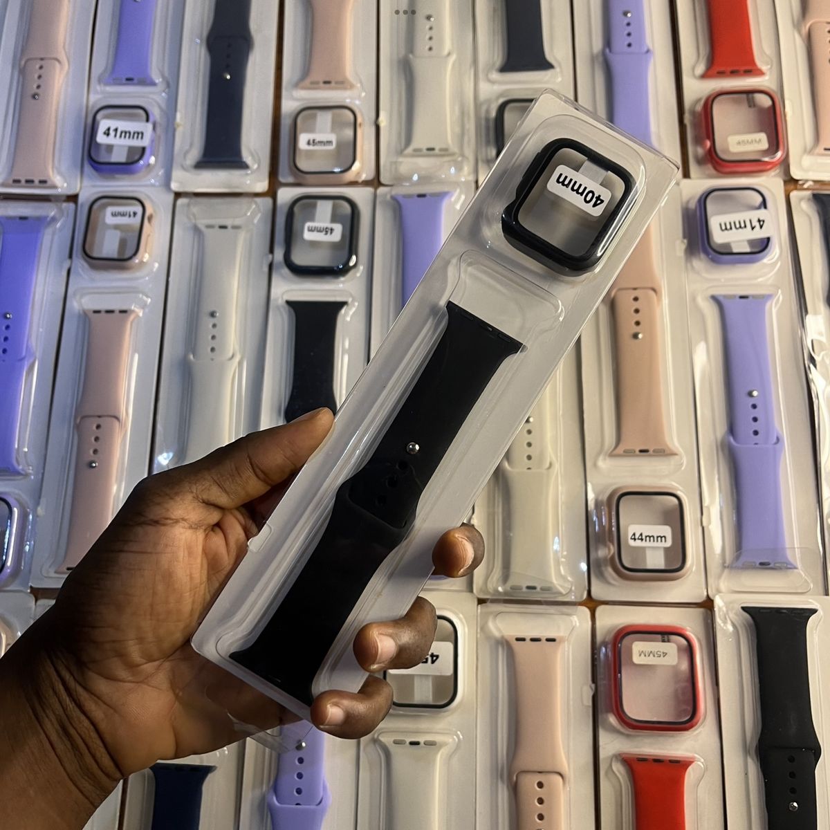 Black Silicone Apple Watch Strap With Screen Protector