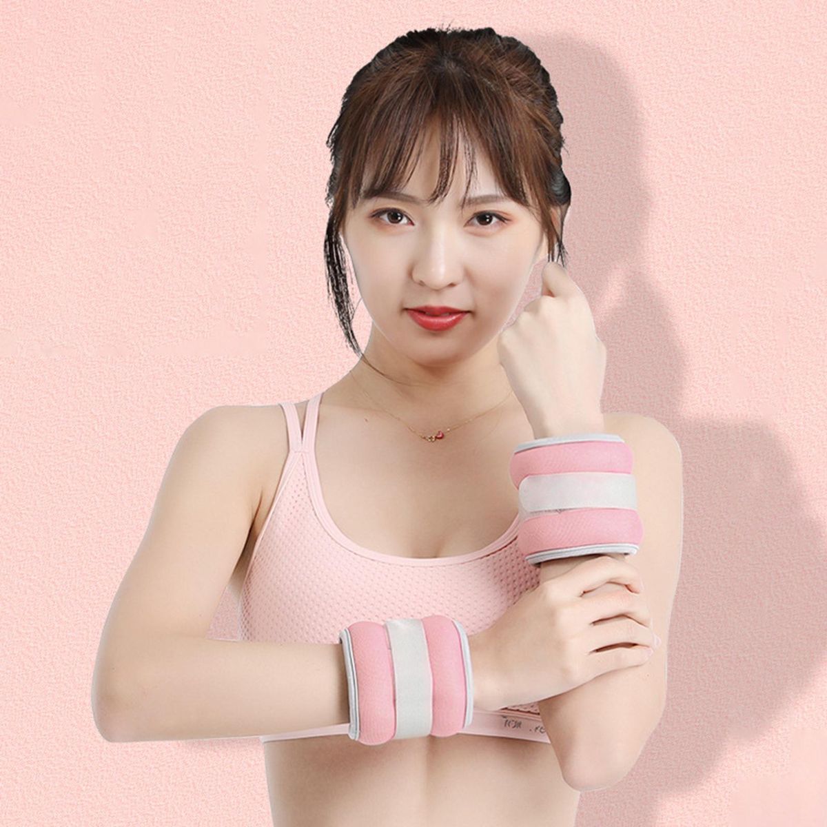 2Pcs Iron Sand Sandbags Running Fitness Wrist Ankle Sandbags Pink