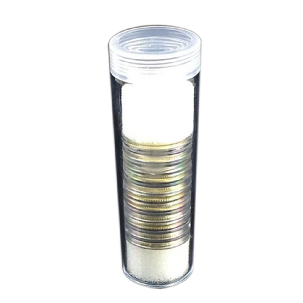 20Pcs/set Protective Tube Holder Clear Round Cases Coin Storage