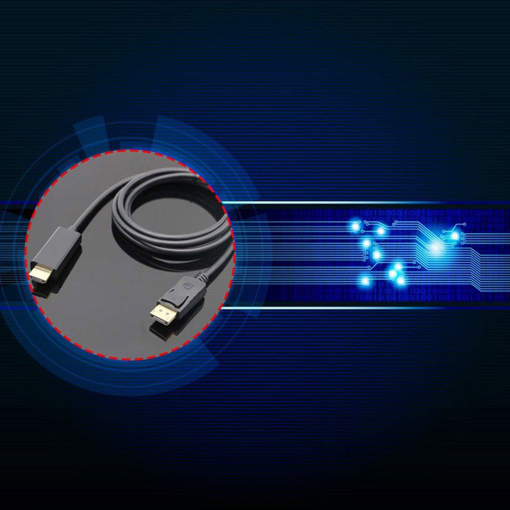 1.8M Display Port DP Male To HDMI Cable Adapter 4K Laptop PC HD TV Cable Black