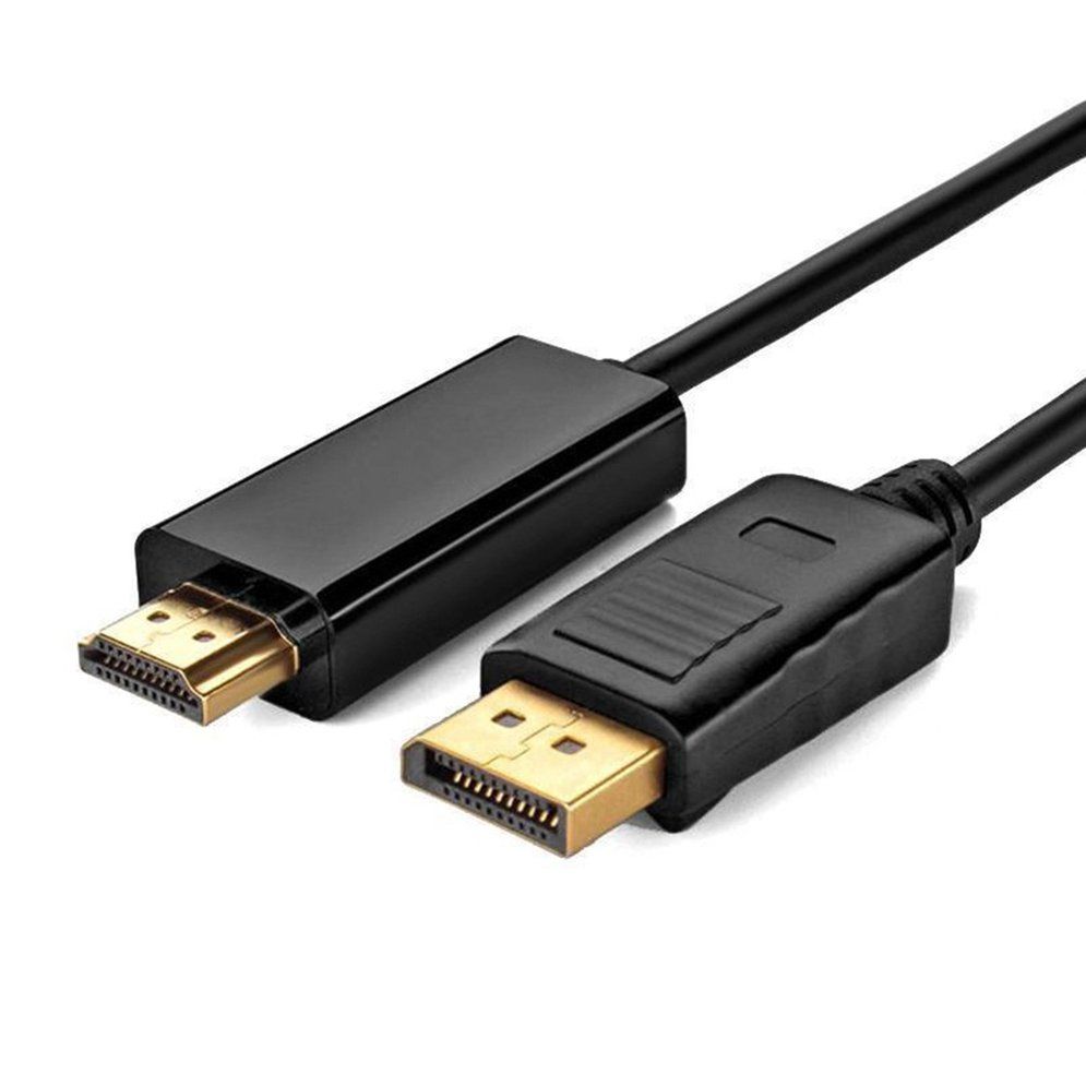 1.8M Display Port DP Male To HDMI Cable Adapter 4K Laptop PC HD TV Cable Black