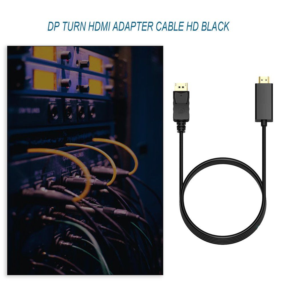 1.8M Display Port DP Male To HDMI Cable Adapter 4K Laptop PC HD TV Cable Black