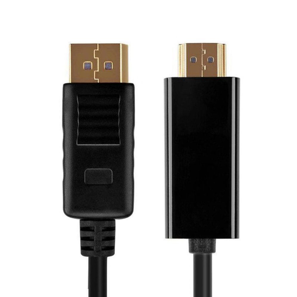 1.8M Display Port DP Male To HDMI Cable Adapter 4K Laptop PC HD TV Cable Black