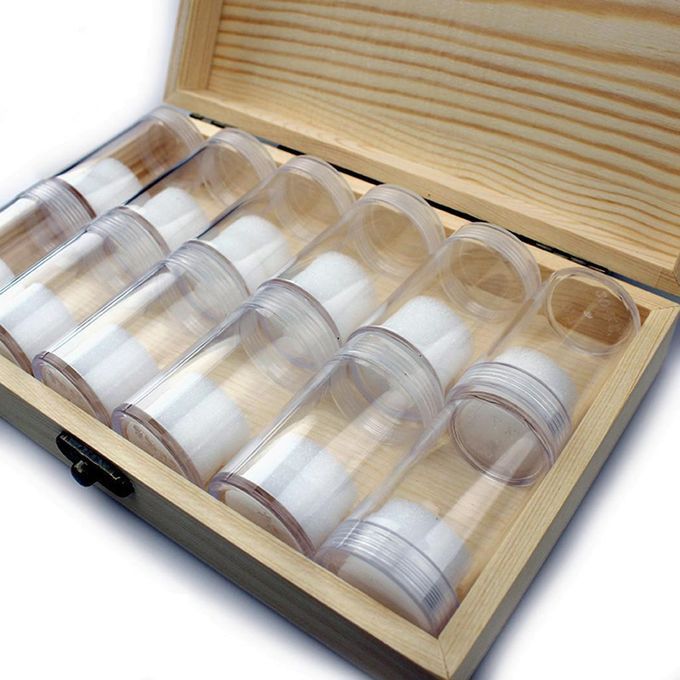 12x Plastic Commemorative Coin Bottle Holders W/ Box Protector