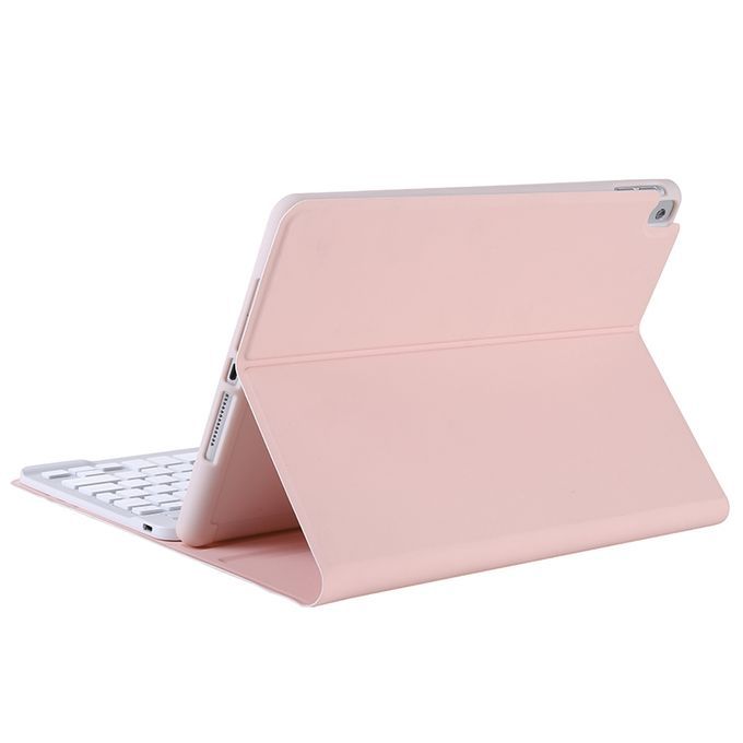T102B For IPad Air / Pro 10.5 Inch (2019) TPU Candy Color Ultra-thin Bluetooth Keyboard Protective Case With Stand & Pen Slot(Pink)