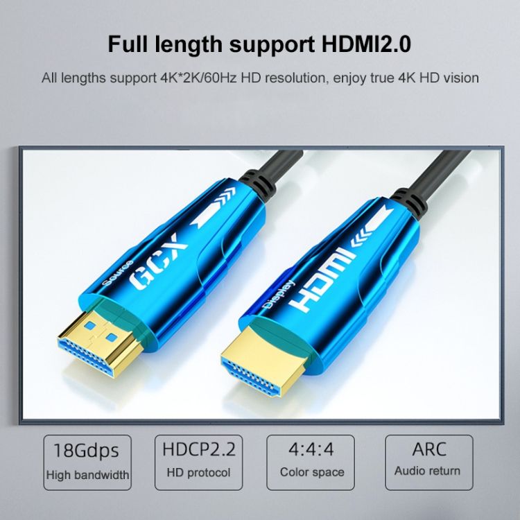 HDMI 2.0 To HDMI 4K Active Optical Cable, Cable Length:50m 50m(Blue)