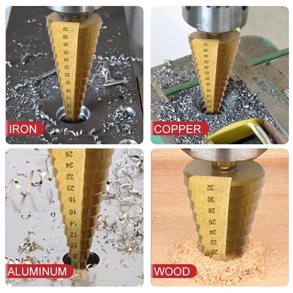 6Pcs Step Drill Bit Saw Drill Bit Set Titanium Milling