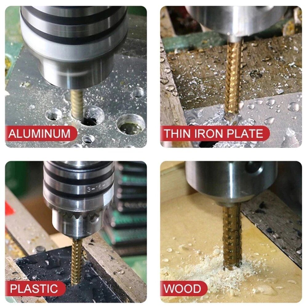 6Pcs Step Drill Bit Saw Drill Bit Set Titanium Milling
