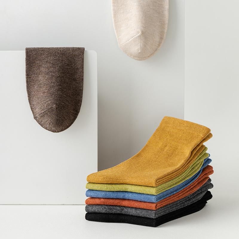 Women Solid Color Socks Mid Tube Loose Long Stockings Soft Fashion Spring Autumn Breathable Casual Sock Black White Comfortable
