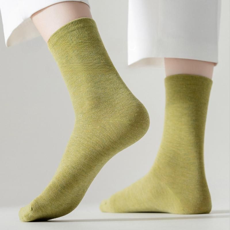 Women Solid Color Socks Mid Tube Loose Long Stockings Soft Fashion Spring Autumn Breathable Casual Sock Black White Comfortable
