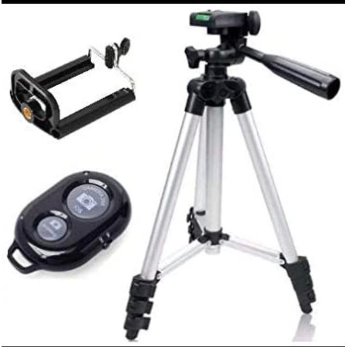 Outdoor Indoor Portable Stand=Tripod + One Earpiece + Mobile Phone Clip + Remote Control