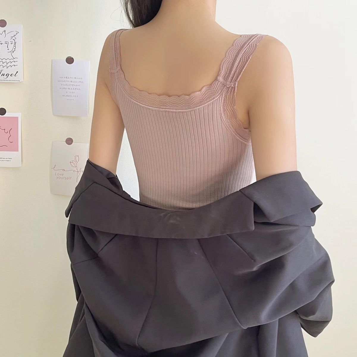 Warm Undershirt With Chest Pad Women Thickened And Velvet Lace Long Clothes Autumn And Winter Bottoming Shirt Vest Underwear