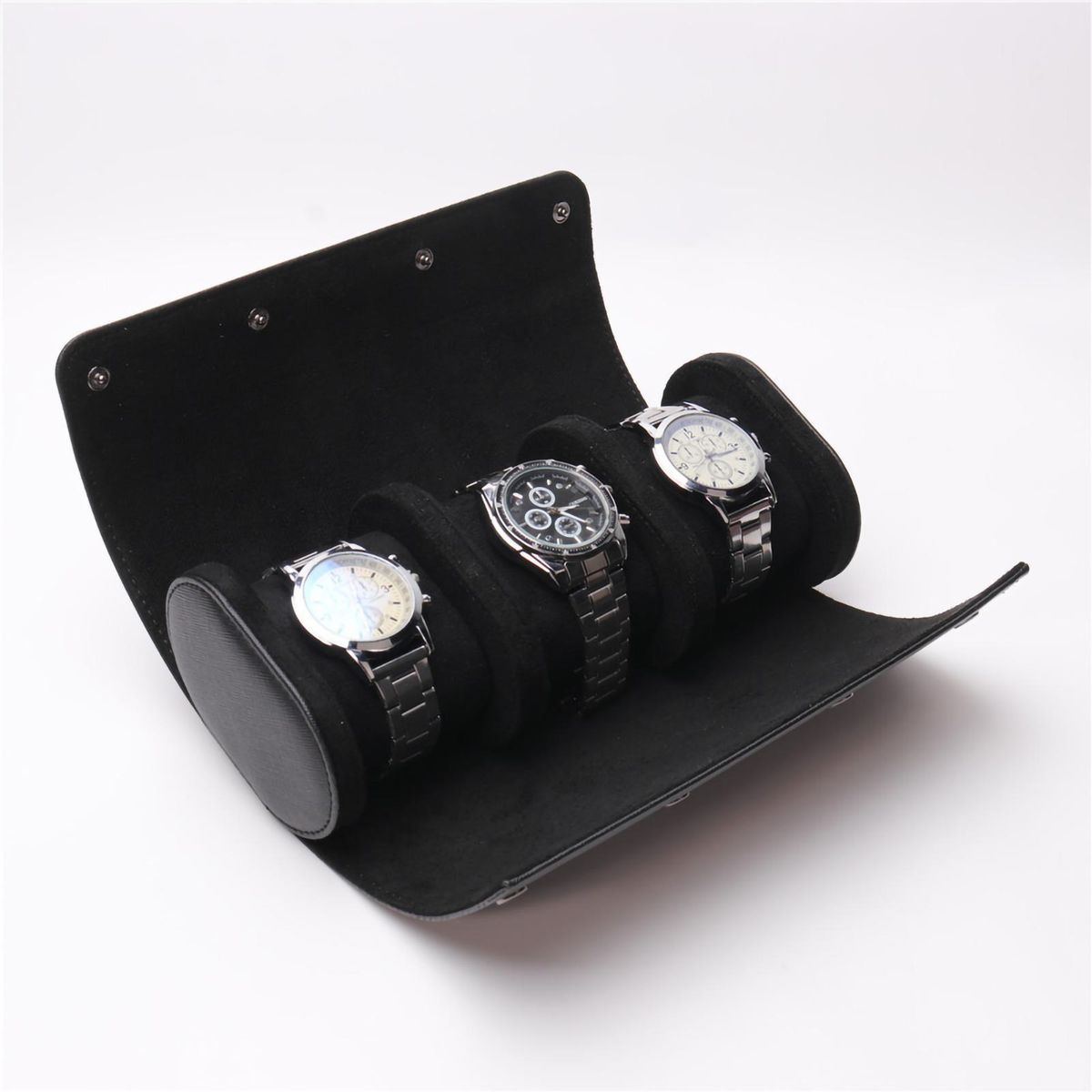 Storage Case 3 Slots Wrist Watches Travel Case Black