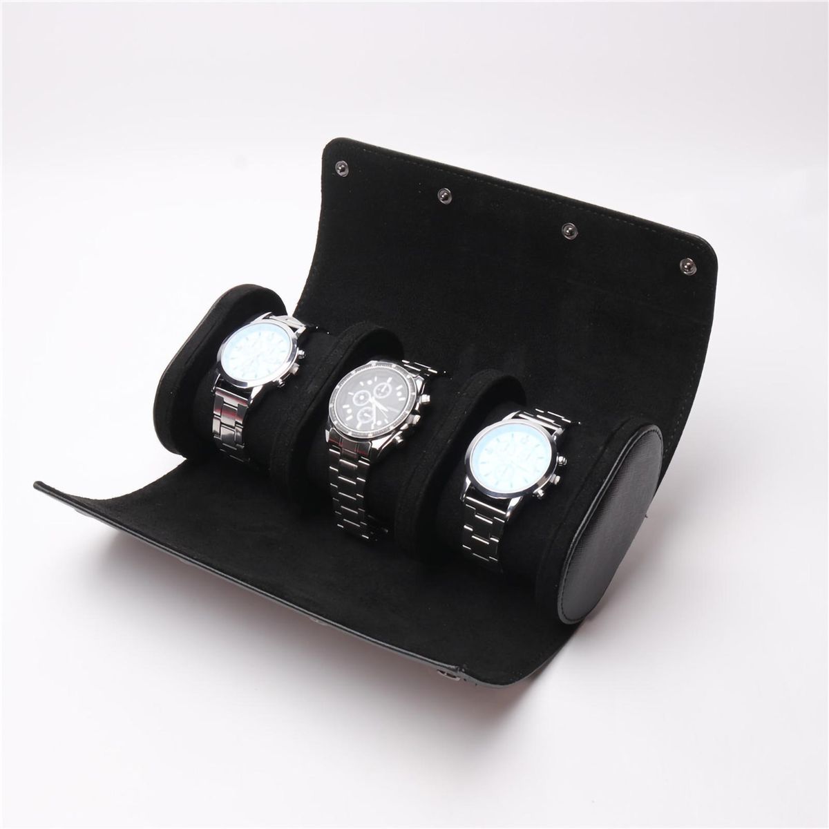 Storage Case 3 Slots Wrist Watches Travel Case Black