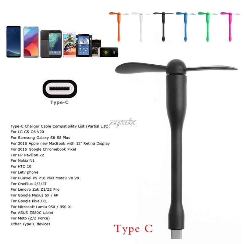 Type-C Usb-C Flexible Mini Cool Hand Fans For Xiaomi 4c 5 C