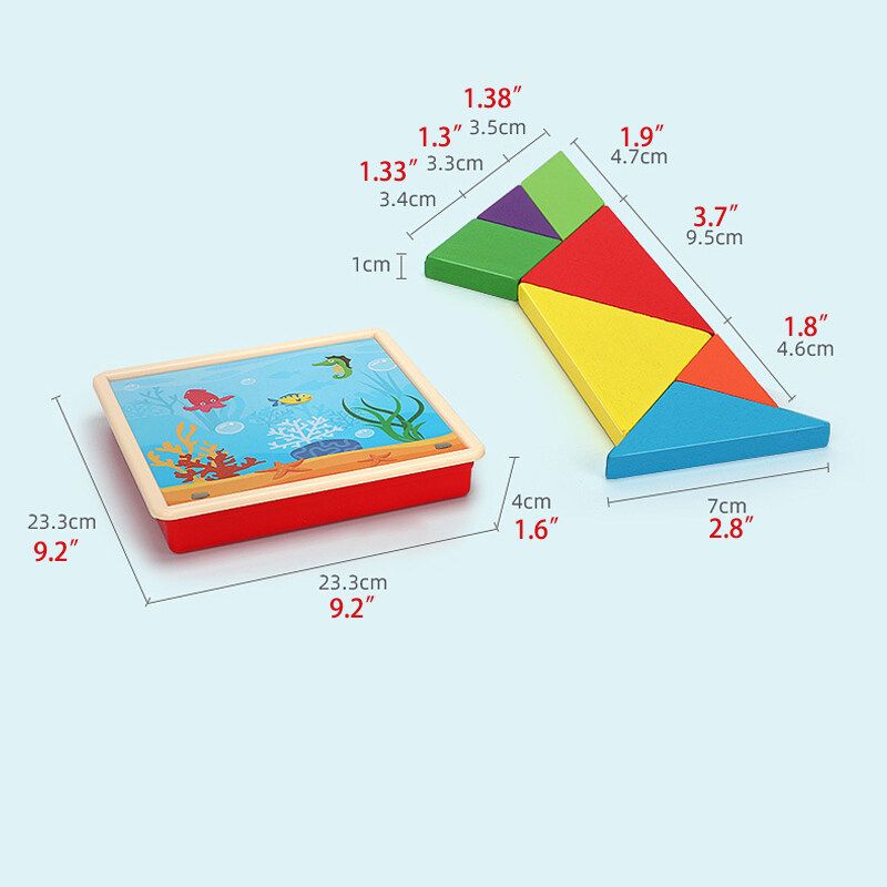 Magnetic Jigsaw Puzzle Tangram Toy Wooden Game Board Educational Toy Kids Gifts