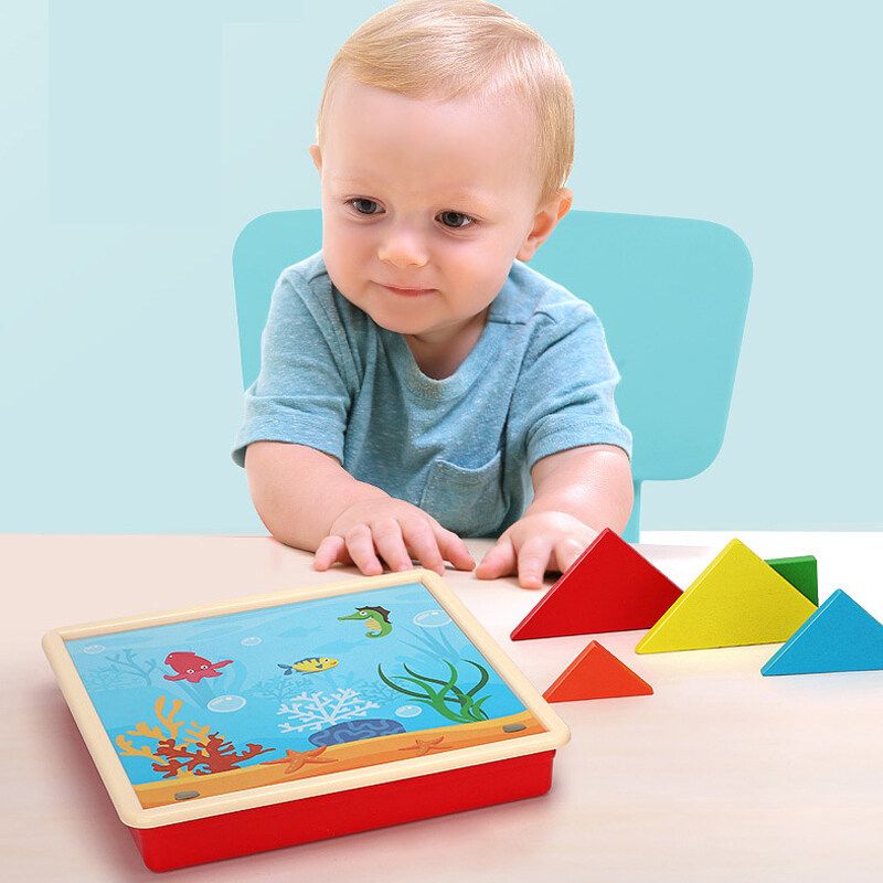 Magnetic Jigsaw Puzzle Tangram Toy Wooden Game Board Educational Toy Kids Gifts