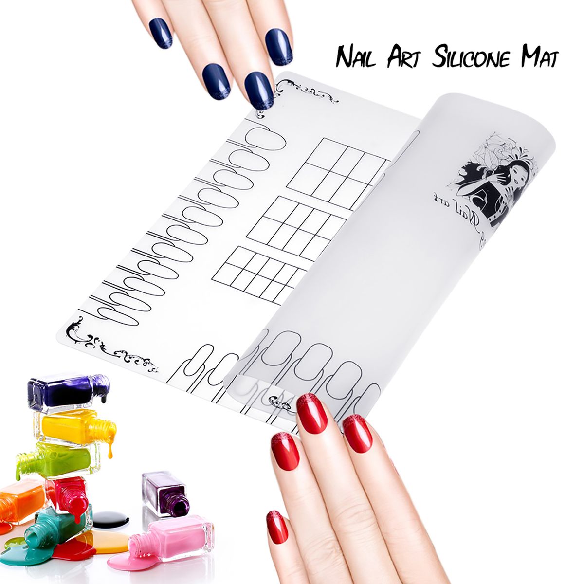 Nail Art Manicure Silicone Mat Foldable Washable Soft Table