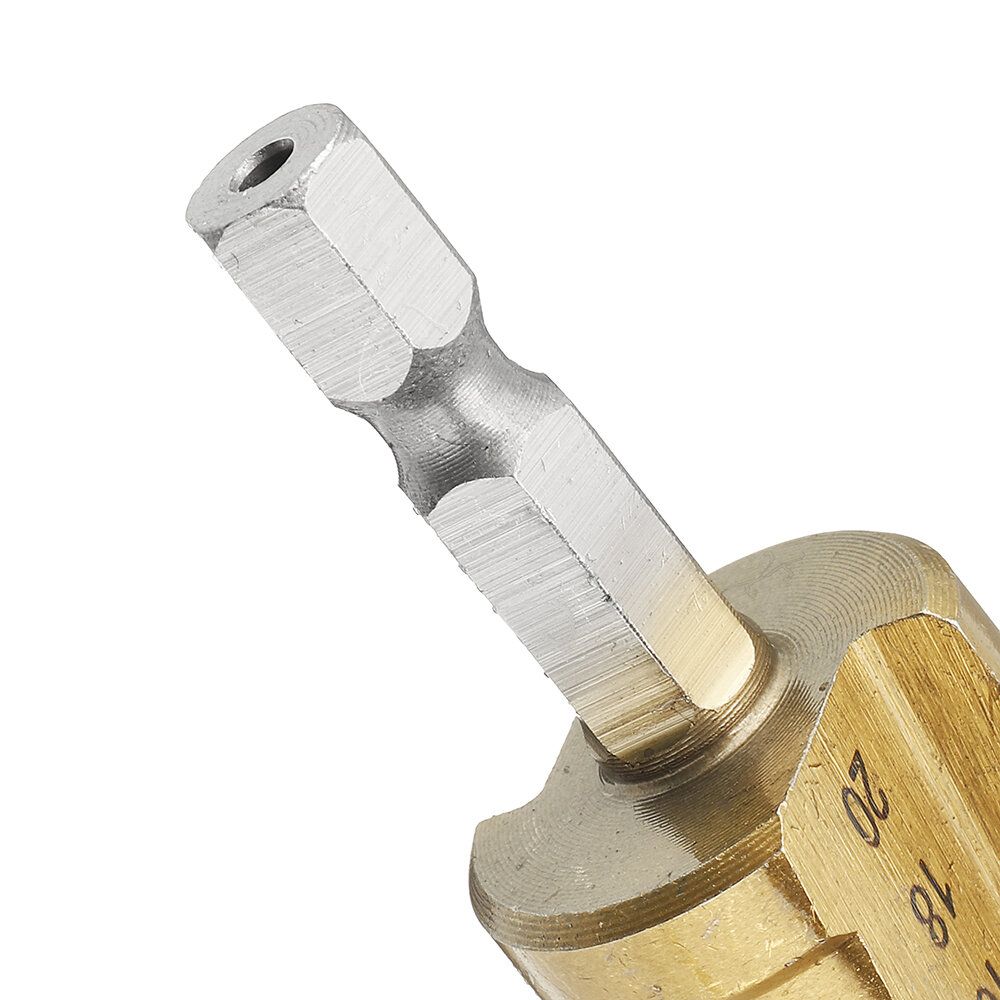 Drillpro 3Pcs 1/4 Inch Hex Shank HSS Titanium Coated Step