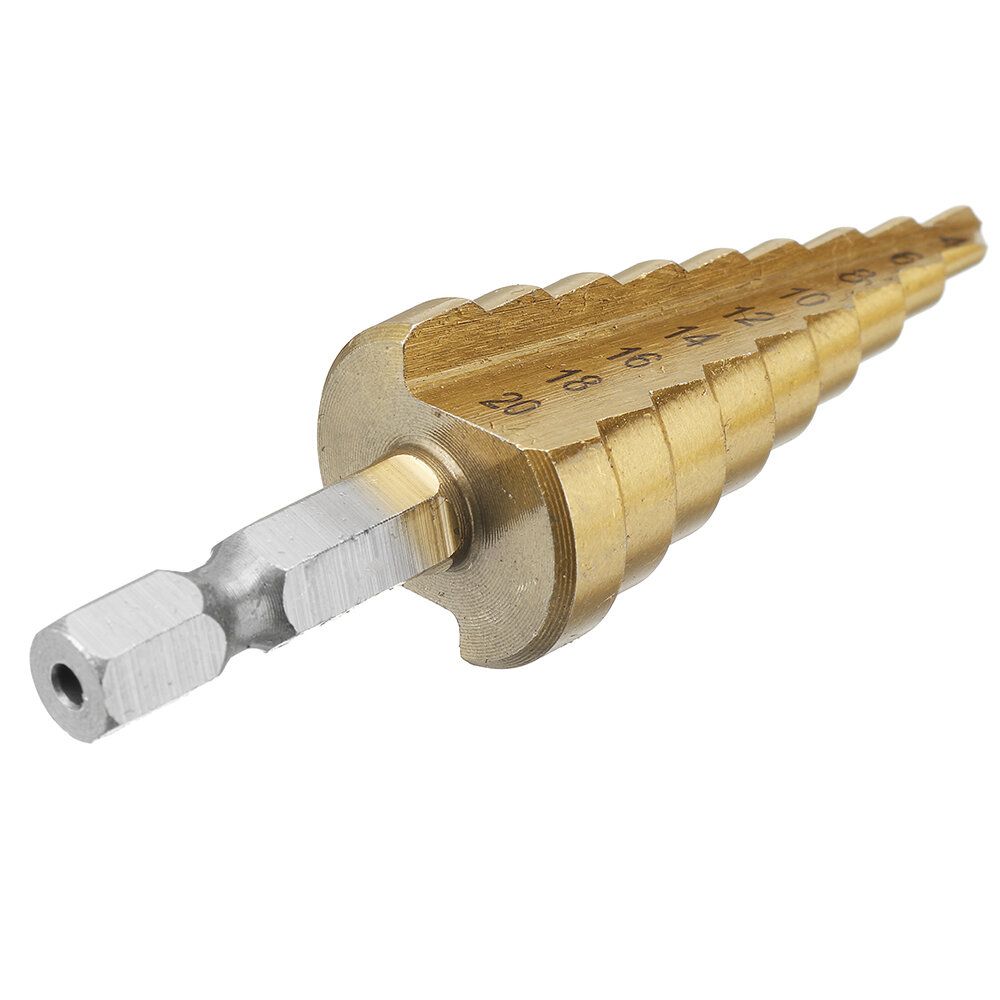 Drillpro 3Pcs 1/4 Inch Hex Shank HSS Titanium Coated Step