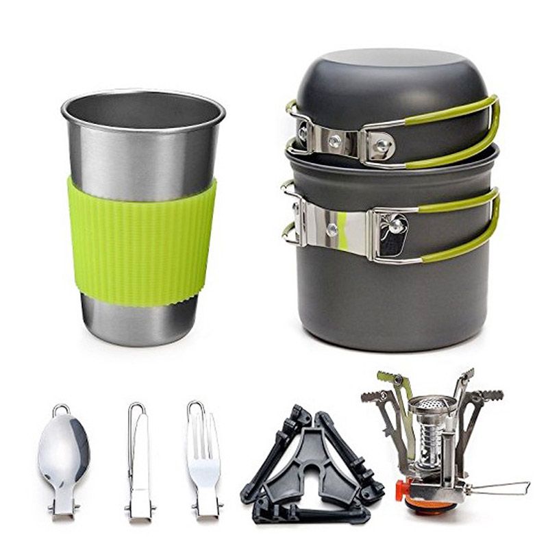 Outdoor Cookware Set Pot Pan Bowl Camping Hiking Folding