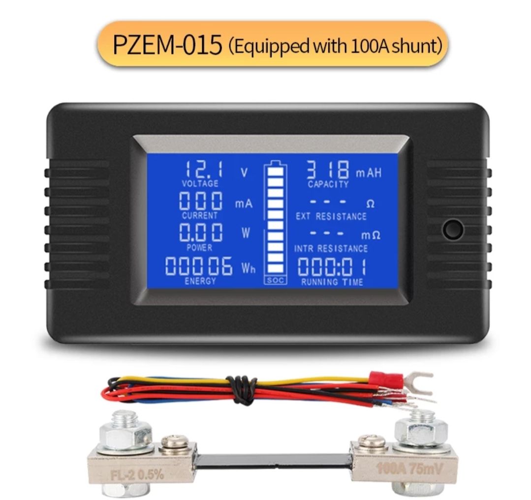 DC Battery Monitor Meter/Voltmeter/Wattmeter 100A