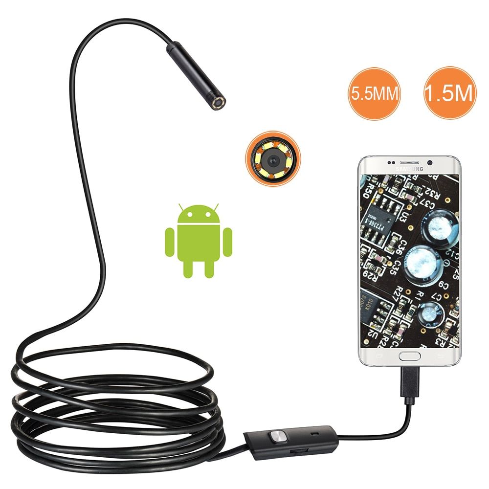 1/1.5/2M 7/5.5mm Lens Endoscope HD 480P USB OTG Snake Endoscope Waterproof   Camera Borescope For Android Phone PC
