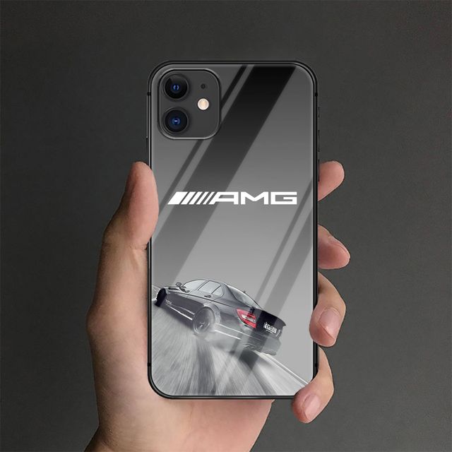 Mercedes Luxury Car Amg Phone Tempered Glass Case Cover For