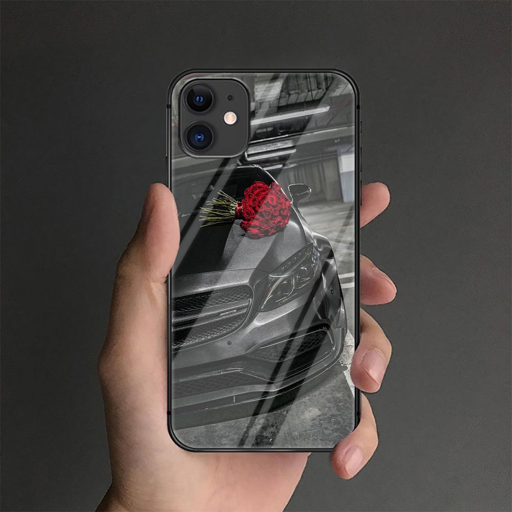 Mercedes Luxury Car Amg Phone Tempered Glass Case Cover For