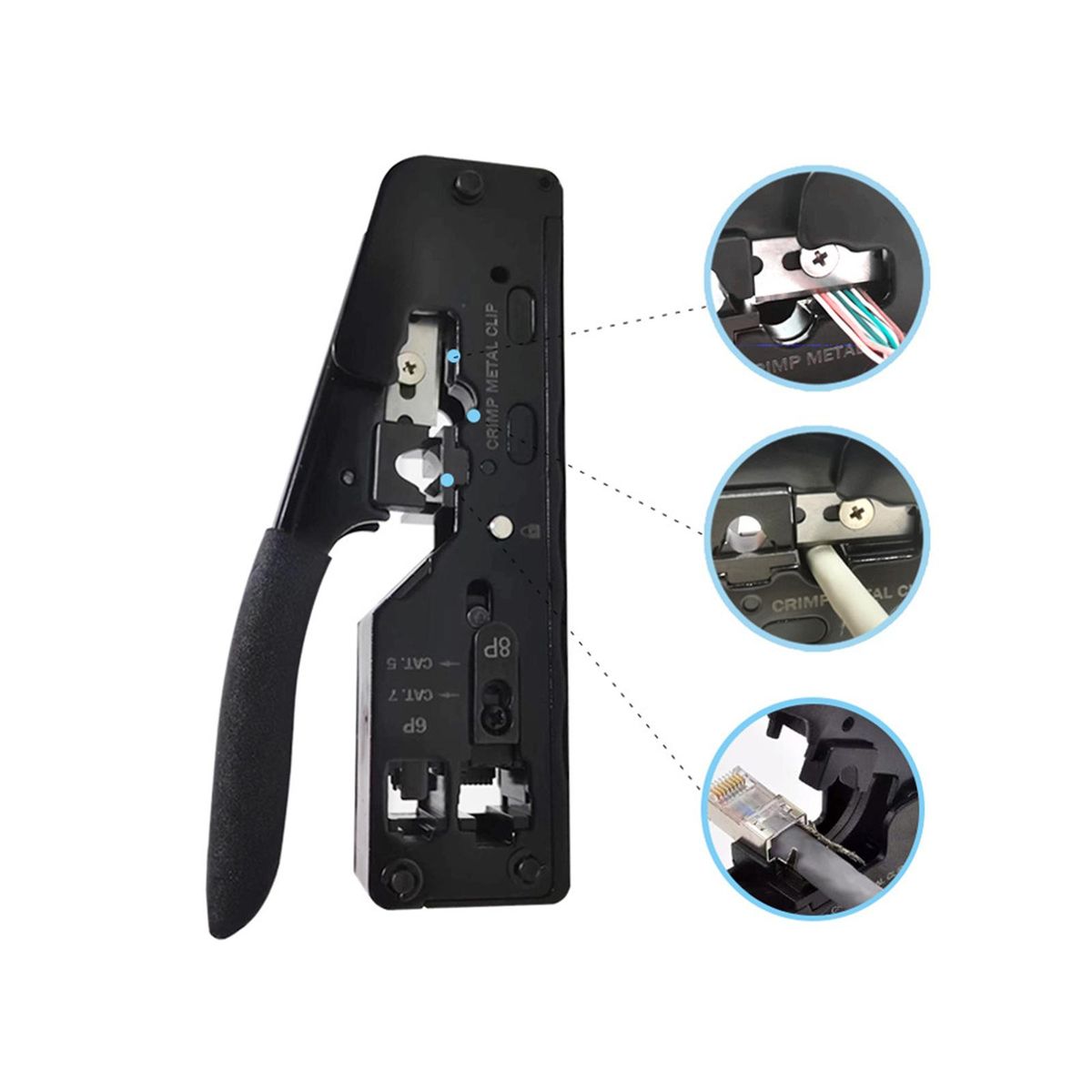 Pass Through Crimper Cutter  Network Cable Black