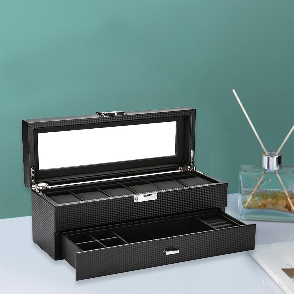 Watch Storage Boxes, Men & Women Jewelry Display Drawer Case, 2-Tier