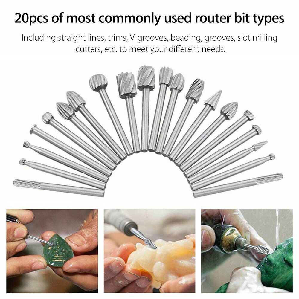 20Pcs Carbide Burr Die Grinder Bits For Rotary Tool Power