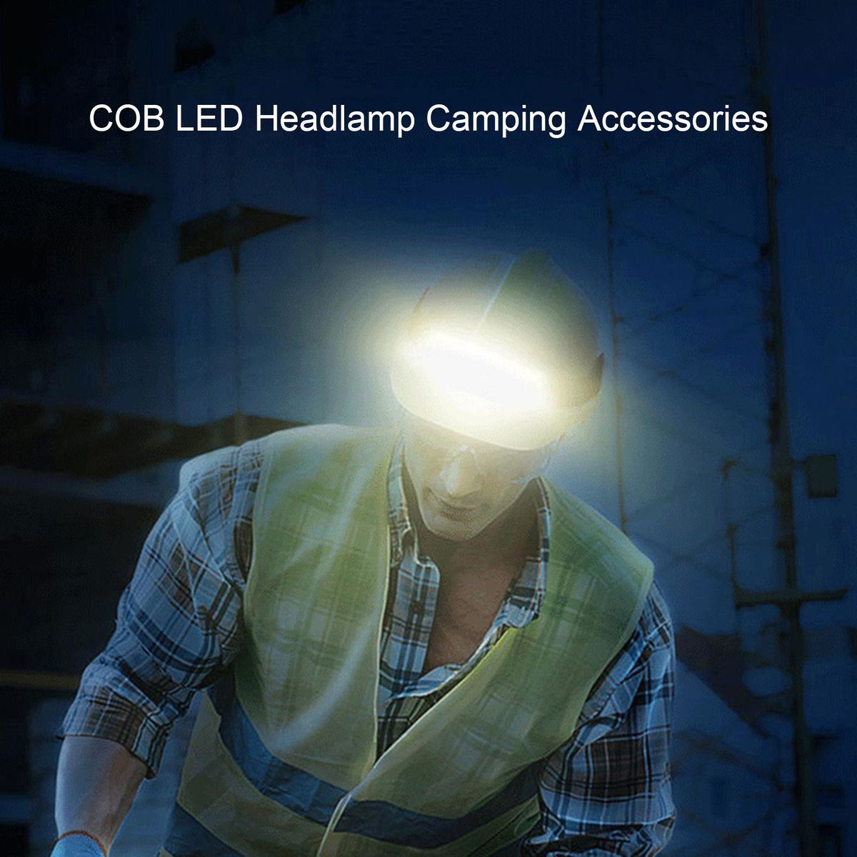 COB LED Night Running Cycling Head Lamp Black