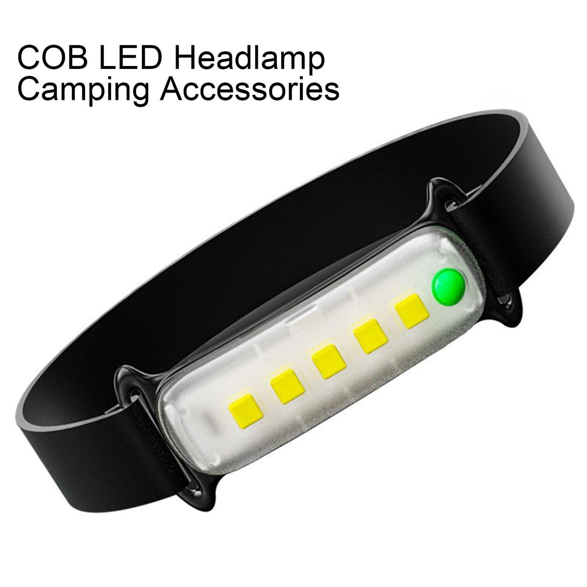 COB LED Night Running Cycling Head Lamp Black