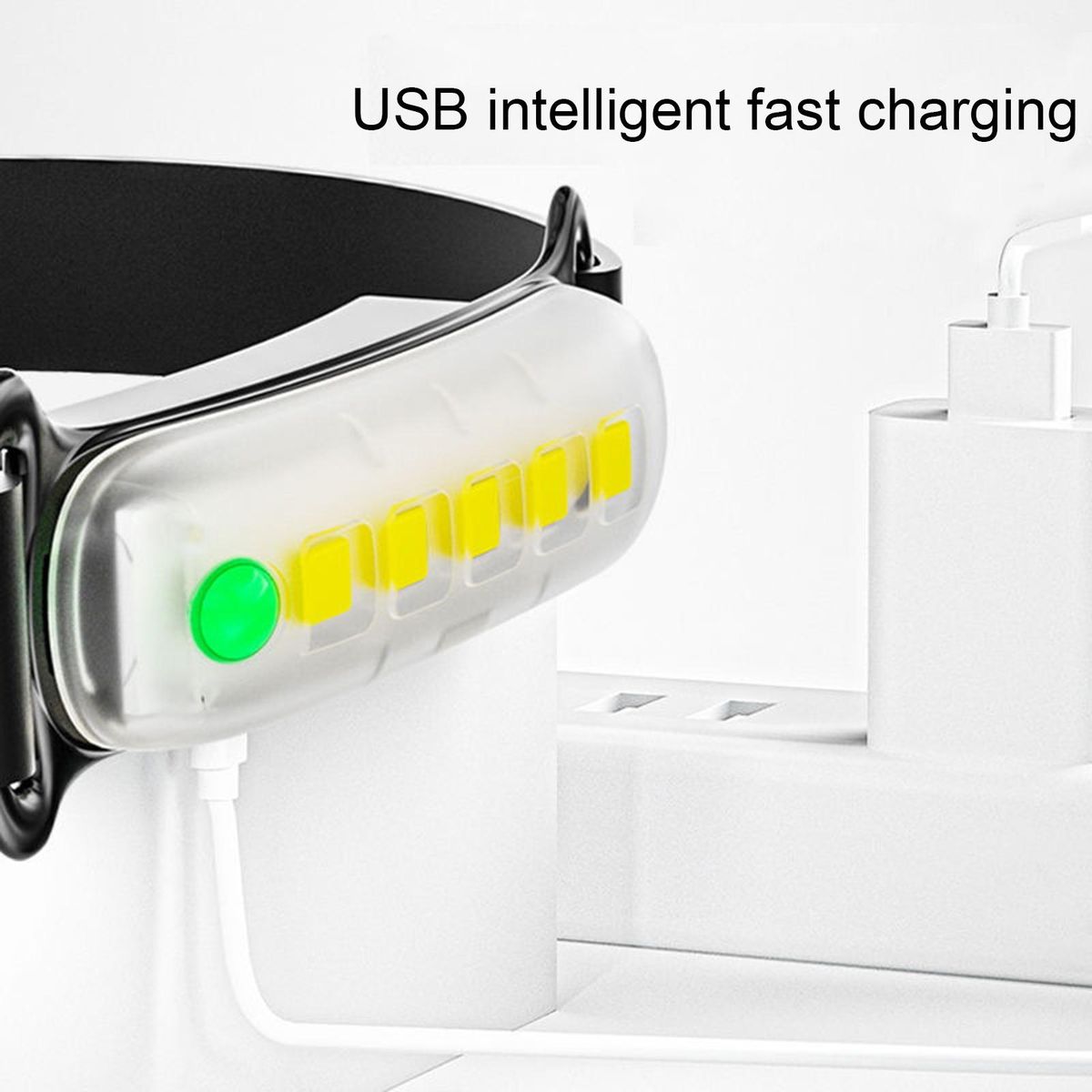 COB LED Night Running Cycling Head Lamp Black