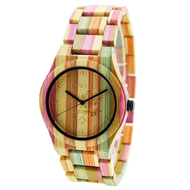 Bewell Handmade Colorful Bamboo Wood Watch Quartz Fashion #1