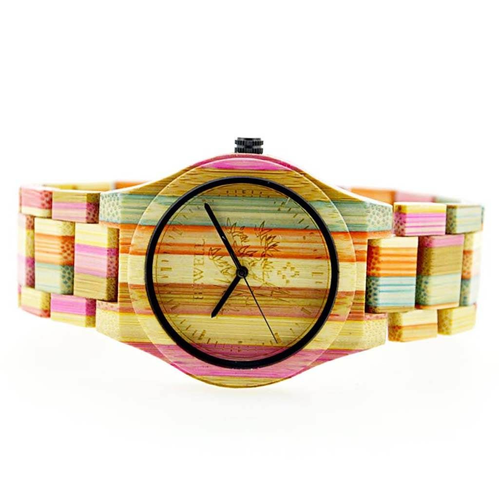 Bewell Handmade Colorful Bamboo Wood Watch Quartz Fashion #1