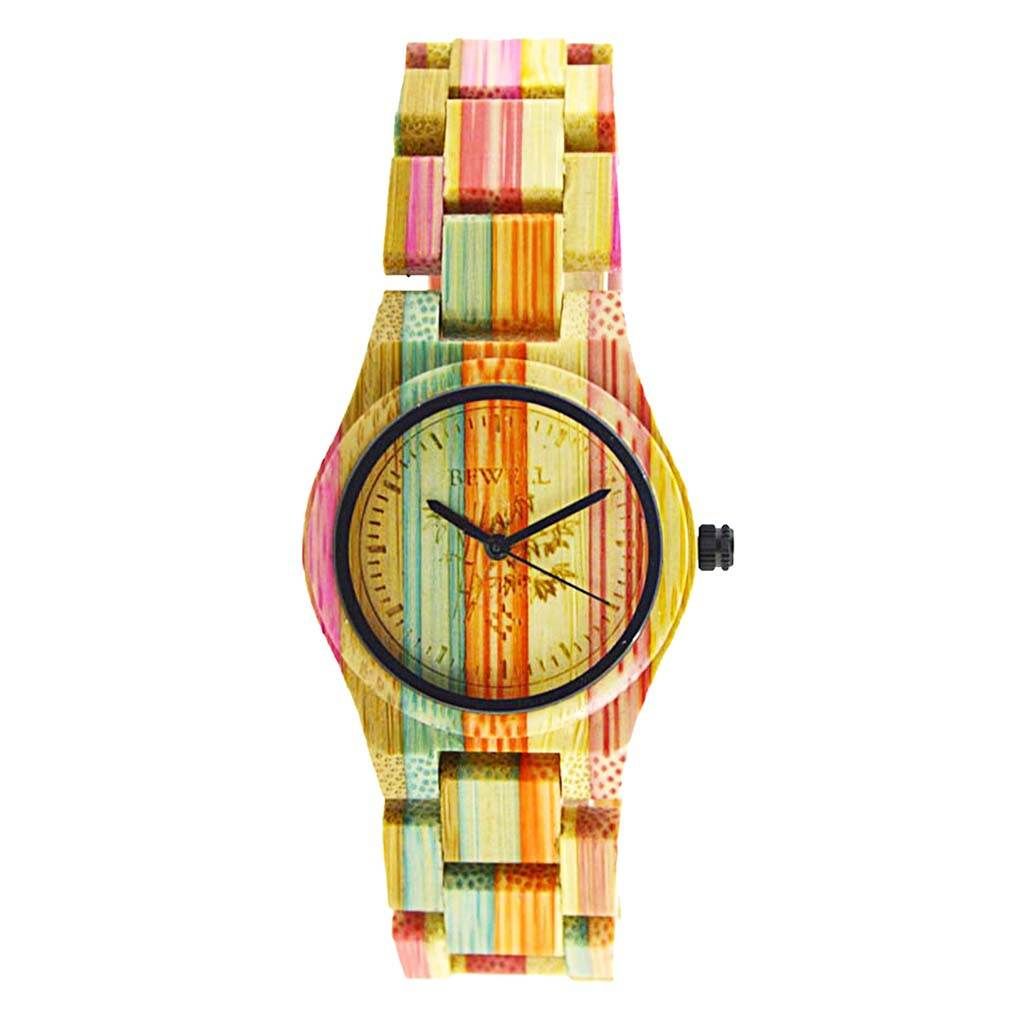 Bewell Handmade Colorful Bamboo Wood Watch Quartz Fashion #1