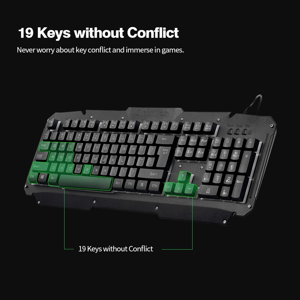 USB Wired Keyboard Rainbow Backlit With Metal Panel