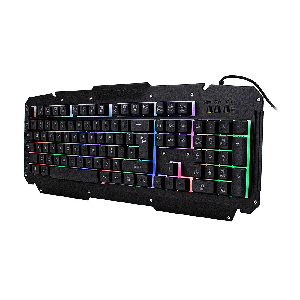USB Wired Keyboard Rainbow Backlit With Metal Panel