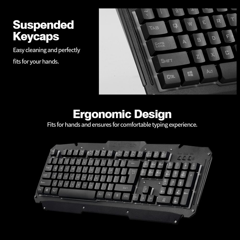 USB Wired Keyboard Rainbow Backlit With Metal Panel