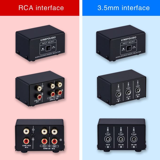LINEPAUDIO Audio Switcher RCA 2 In 1 Out / 1 In 2 Out A/B