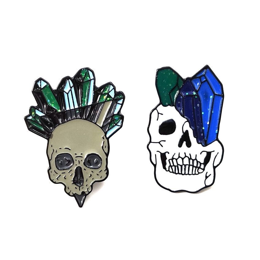 Cartoon Crystal Skull Enamel Pin Punk Skeleton Ore Brooches