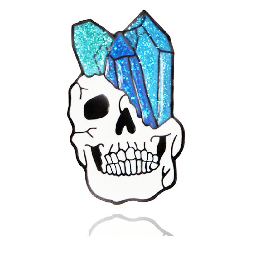 Cartoon Crystal Skull Enamel Pin Punk Skeleton Ore Brooches