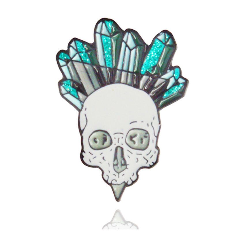 Cartoon Crystal Skull Enamel Pin Punk Skeleton Ore Brooches