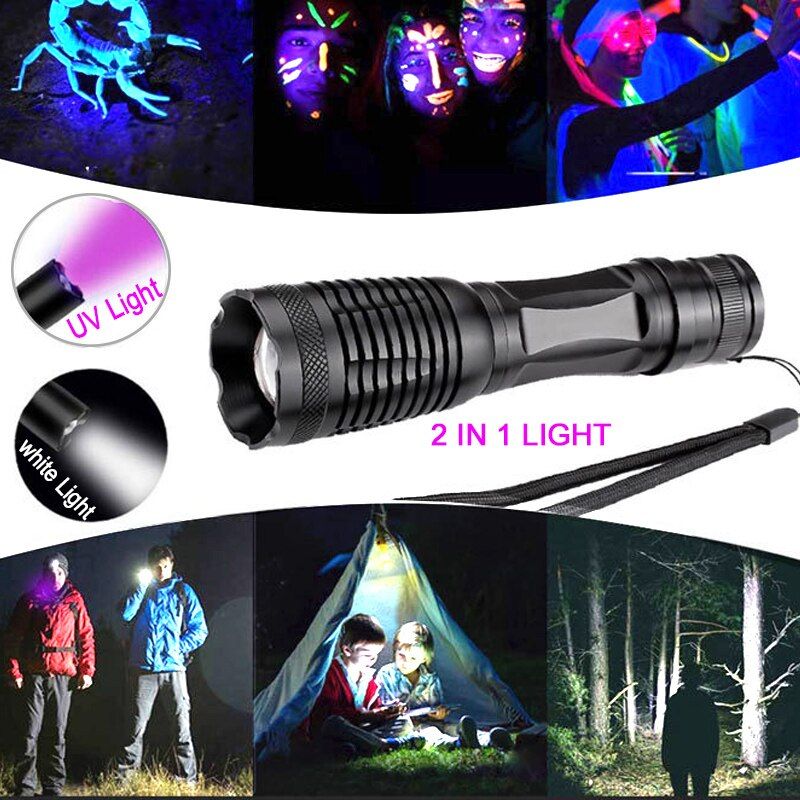 10000LM 2in1 Flashlight LED Linternas 395nm Ultraviolet For
