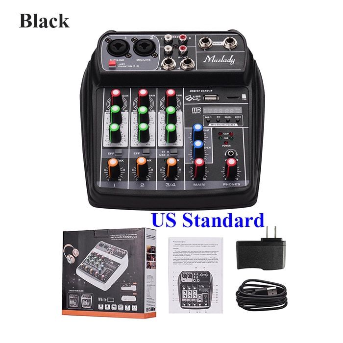 Muslady AI-4 Compact Sound Card Mixing Console Digital Audio Mixer  MP3 For Music Recording DJ Network Live Broadcast Karaoke