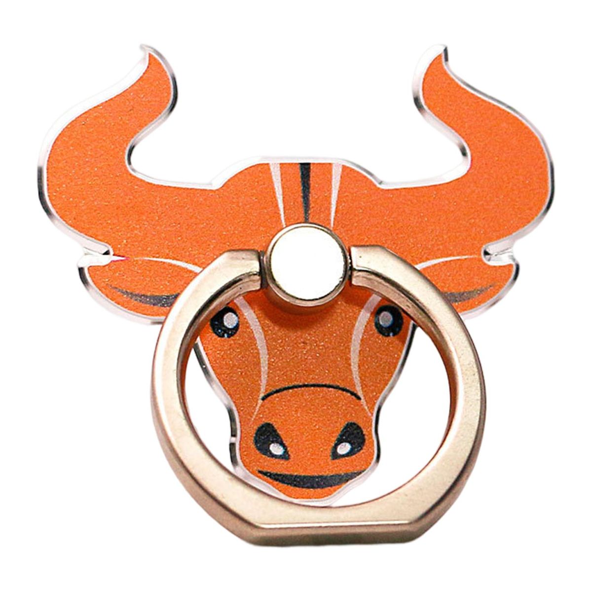 Finger Ring Mount Cartoon Cow Shape Phone Aluminum Alloy Ring Bracket Orange