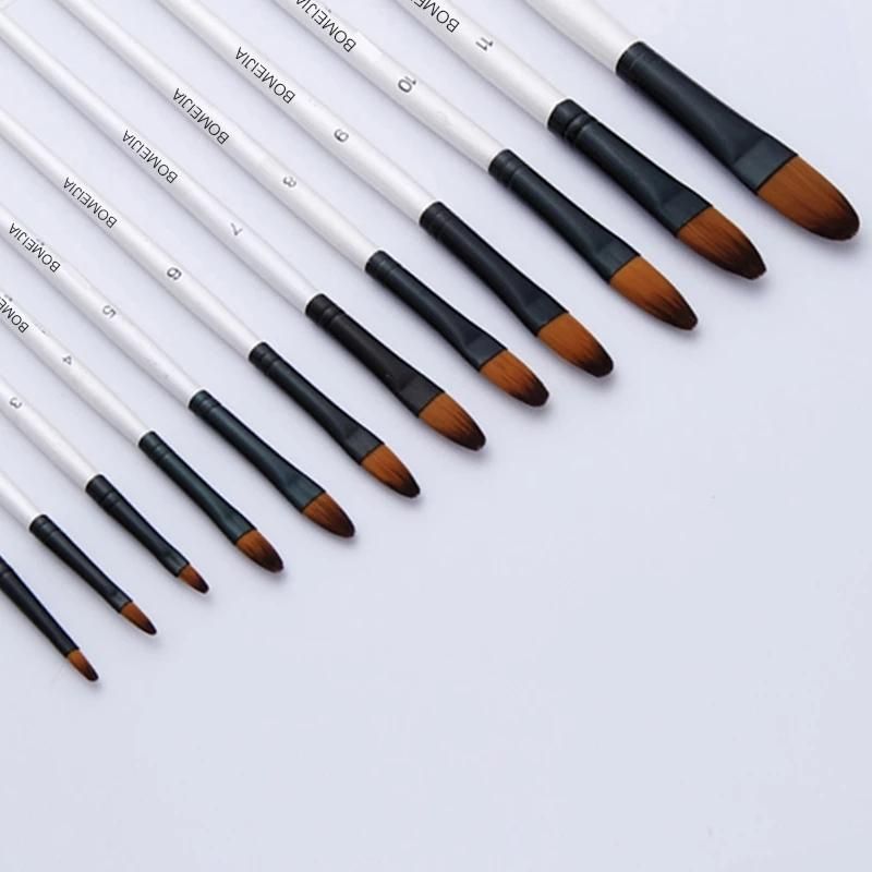 12pcs Nylon Hair Wooden Handle Watercolor Paint Brush Pen Set For Learning Diy Oil Acrylic Painting Art Paint Brushes Supplies